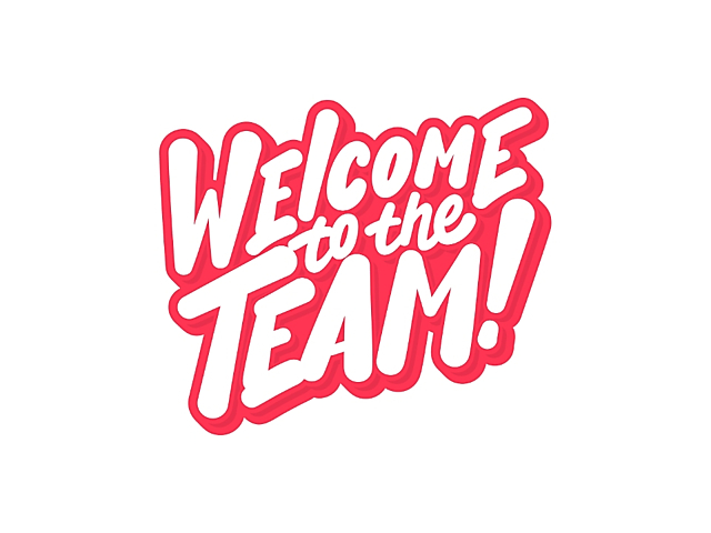 Welcome to the team card cover with bold white and pink sticker lettering