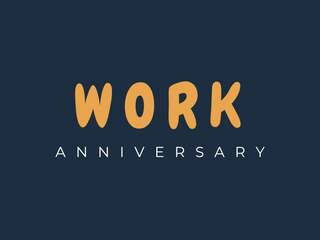 Work anniversary card cover with orange Work text and white Anniversary text on a navy background